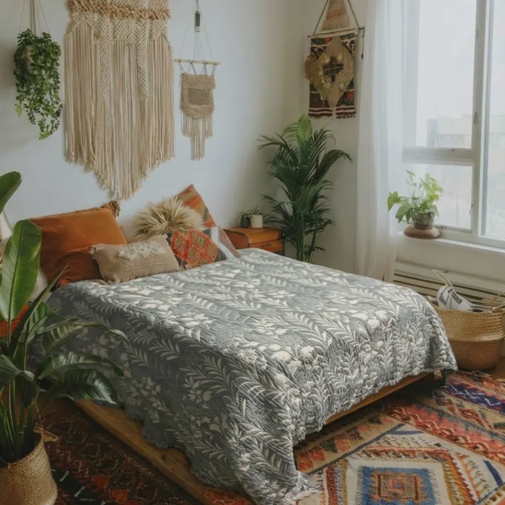 Quilted 100% Organic Cotton Bedspread KING Luxury Birds in Spring New With Tags - Picture 12 of 15